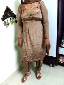 ❤️silk Elegant Brown Kurta Set with Dupatta