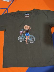 Chic Graphic Tee with Bicycle Design