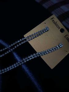Fancy Two Line Rhinestone Earrings