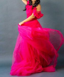 Stunning Pink Off-Shoulder Tulle Gown