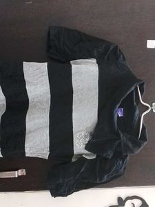 Striped Black &amp; Grey Top with Embellishment