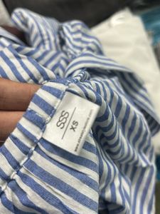 Blue Striped Halter Neck Romper