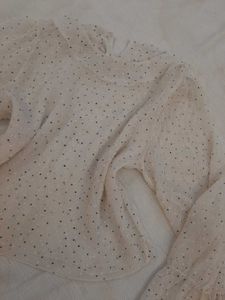 Sheer Polka Dot Bell Sleeve Top