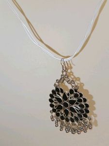 Elegant Black &amp; Silver Oxidized Earrings