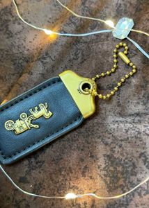 Coach Black Leather Handbag with Charm