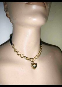 Chunky Gold Heart Choker Necklace
