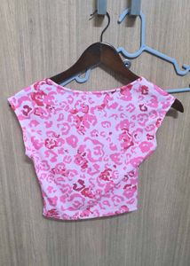 Pink Floral Print Crop Top
