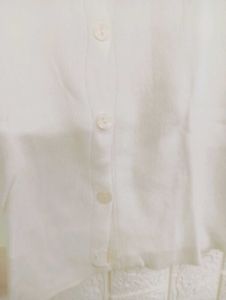 White Button-Up Short Sleeve Top