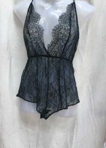 421312. Sheer Black Lace Bodysuit