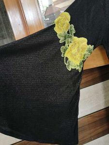 Elegant Black Pleated Stretchable Gown