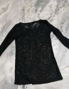 Sparkly Black Long Sleeve Top