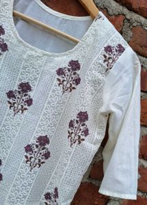 White Kurti + FREE BIBA Kurt