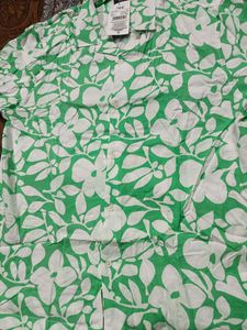 Green Floral Print Button-Up Shirt