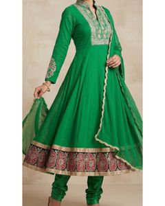 🆕 Green Embroidered Anarkali Suit