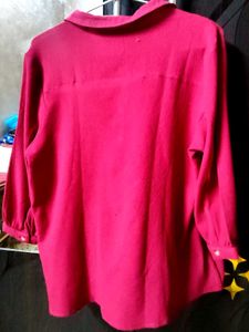 Vibrant Pink Collared Button-Up Shirt