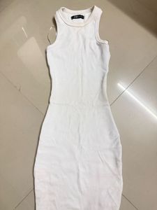 Chic white Ribbed Bodycon Dress