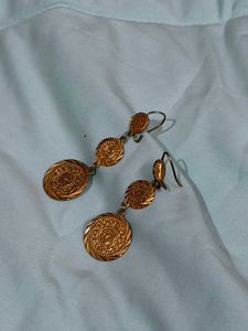 Vintage Gold Tone Coin Drop Earrings