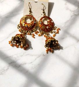 Elegant Jhumka Earrings with Beads