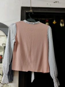 Pink &amp; Polka Dot Blouse Winter Top