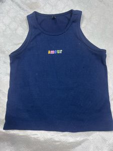 Navy Blue Ribbed Tank Top