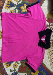 Hot Pink Collared T-Shirt