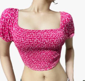 Pink Cute Puff Sleeve Crop Top