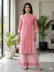 Pink Printed Kurta Set