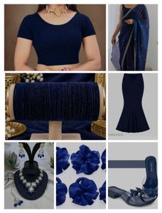 Embroidered Blue Silk Saree gift hampers