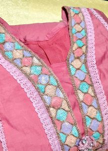 Pink Embroidered Kurta with pant
