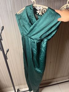 Elegant Emerald Green Wrap Dress