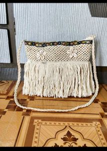 Boho Macrame Fringe Crossbody Bag