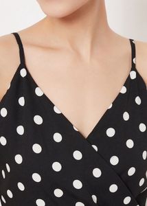 Berrylush Women Black Printed Wrap Dress Polka Dot