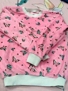 Pink Butterfly Plush Sweatshirt
