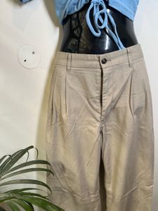 korean Beige Casual Trousers