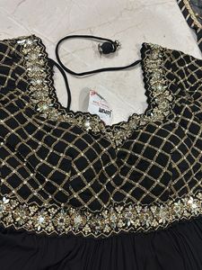 Black Sequined Layered Lehenga Choli Set