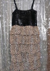 Black Sequins Designer Flared One Piece For Girls