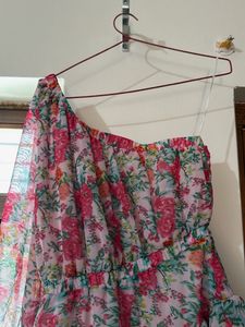 Floral One-Shoulder Ruffle Dress