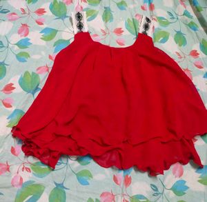 Chic Red Ruffled Cami Top