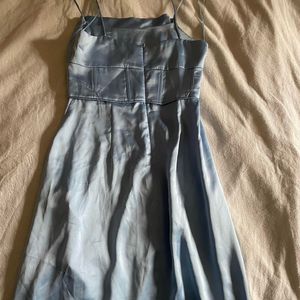 ZARA Baby Blue Corset Midi Dress