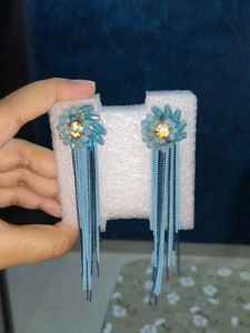 Boho Blue Tassel Earrings