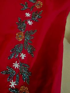Elegant Red Embroidered Kurta Set