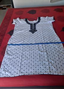 White Kurta with Black Embellishment