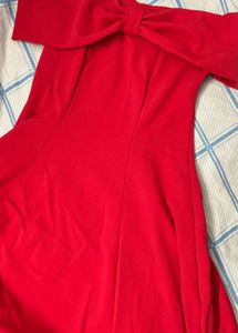 Chic Off-Shoulder Red Flare Dress