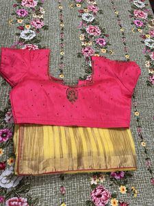 Yellow Saree With Pink Blouse