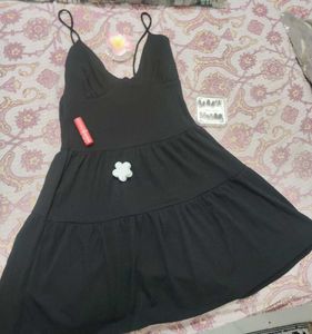Black Tiered Mini Dress with free products