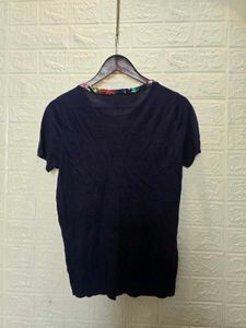 Chic Navy Butterfly Print Top