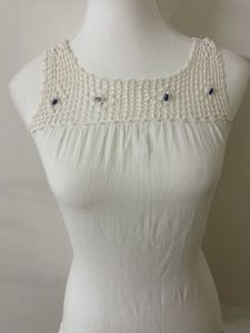 White Crochet Neck Tunic Top✨
