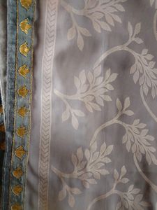 "Grey"Printed Saree With Blouse