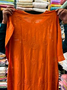 Pure Viscose Rust mukesh work Kurti
