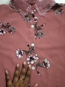 Stylish Floral Print Peach Top